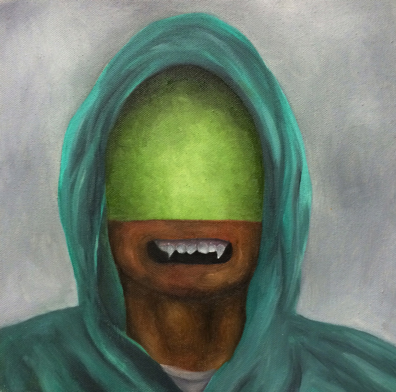 Carlos Donjuan, Green Hood, 2012, Oil On Canvas, 28x28 Cm