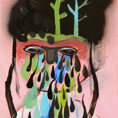Silvia Argiolas, Lacrime Verdi, 2014, Acrylic And Enamel On Canvas, 24x18 Cm