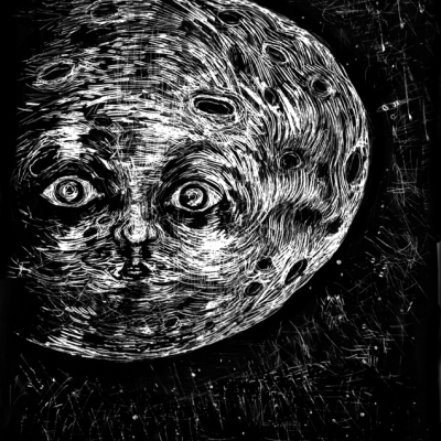 E.Rapa, ’11, Alla Luna Leopardi, Acrilico Su Acetato, Cm 23.2 X 31.5