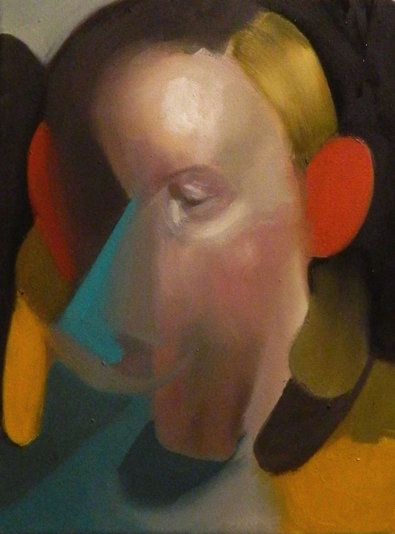 Giuliano Sale, Untitled-(blue-triangle), 2015, oil on canvas, 18×24 cm