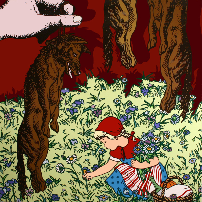Little Red Riding Hood (with Hanging Wolves), 2006, 200x200 Cm