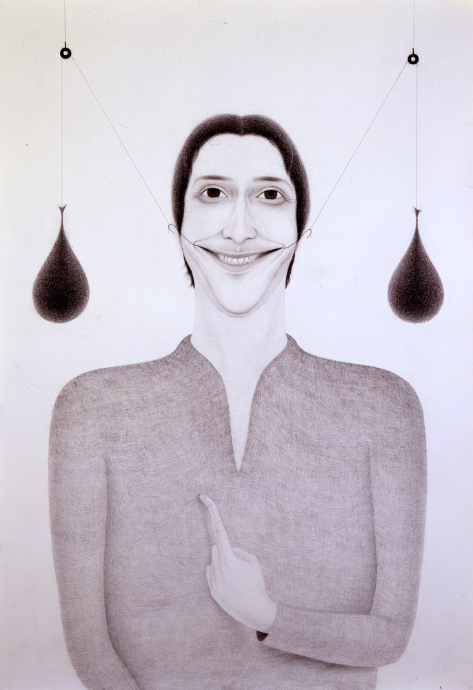 Giuliano Guatta, Il pollo e la serpe, 2004, pencil and graphite on paper, 216x150 cm