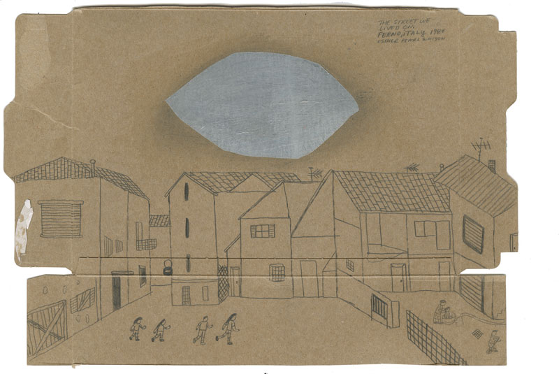 Esther Pearl Watson, The Street we Lived On, 2014, pencil with foil on paper