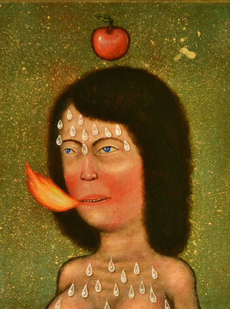 Fred Stonehouse, Apple, 2014, acrylic on panel with antique frame, 35x30 cm