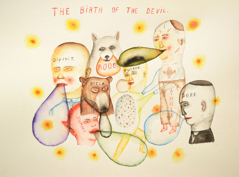 Fred Stonehouse, Birth of the Devil, 2014, watercolor on paper, 56x76 cm