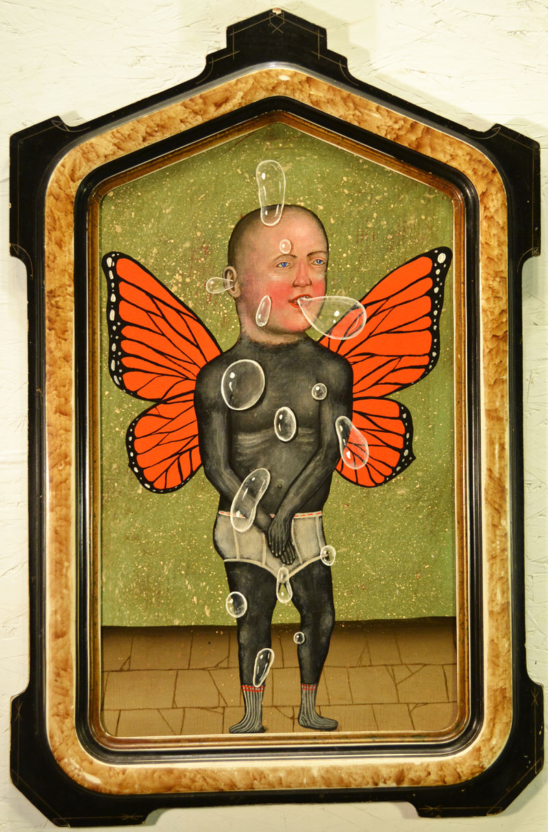 Fred Stonehouse, Bubbles, 2014, acrylic on panel with antique frame, 66x43 cm