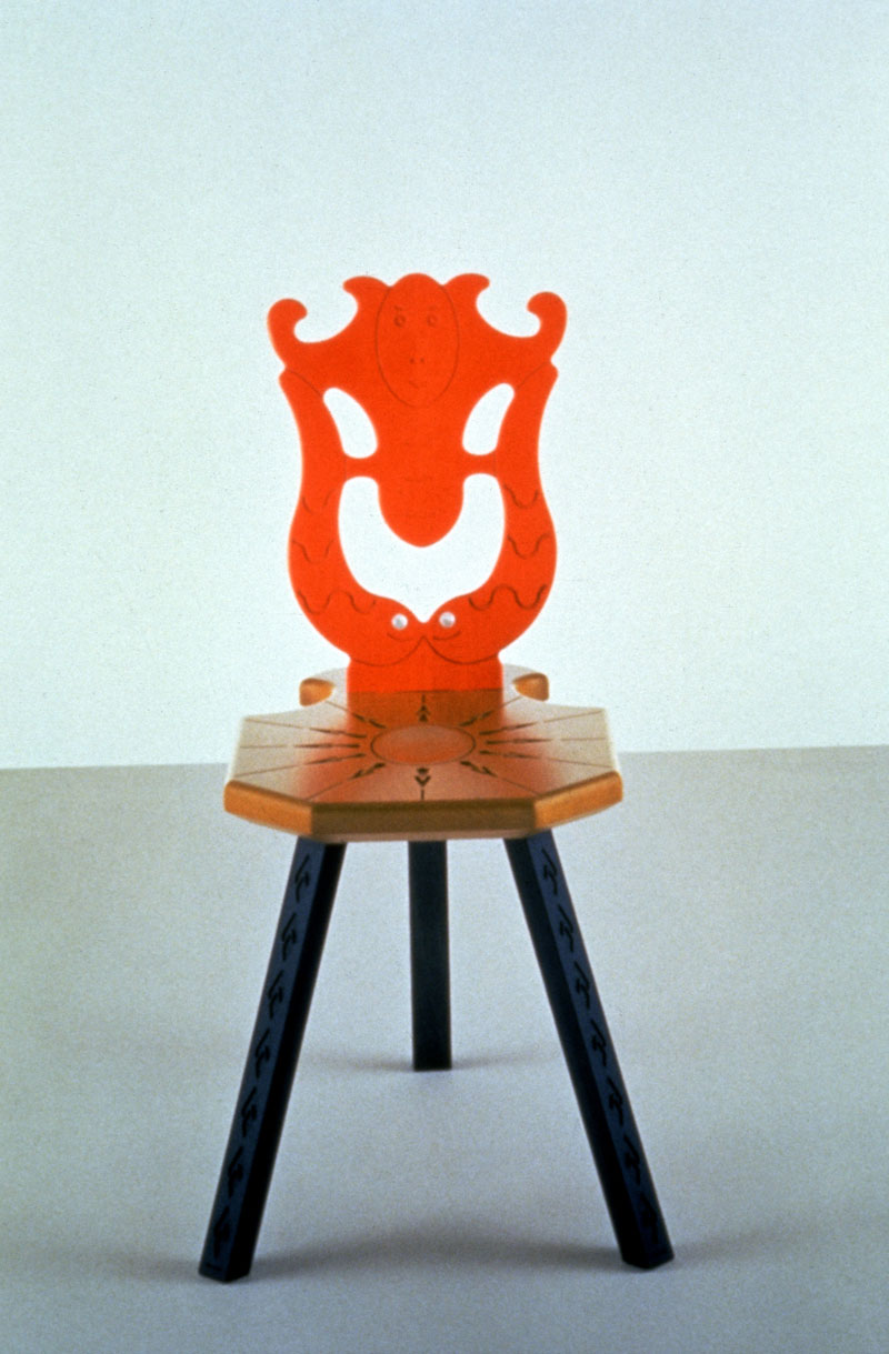 Alessandro Mendini, Sedile del Museo Bagatti Valsecchi, 1996, sedia in legno, anilina, madreperla