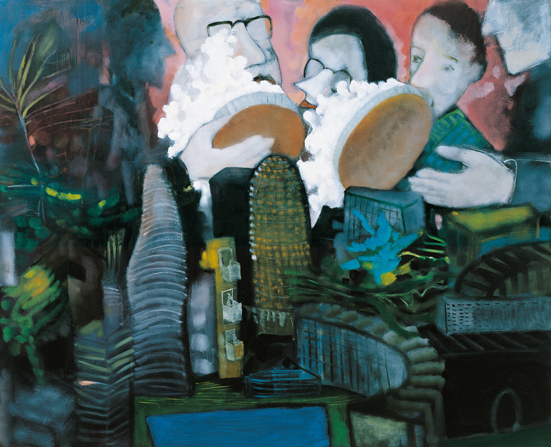 Marco Cingolani, Real estate (torte in faccia agli architetti), 2007, oil on canvas, 130x160 cm