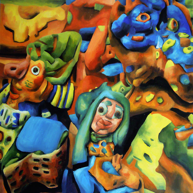 Marta Sesana, Tanta gente, 2015, oil on canvas, 100x100 cm