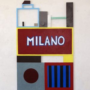 Nathalie Du Pasquier, Milano, 2015, acrilico su tela e legno, 159,5x100x14,5 cm