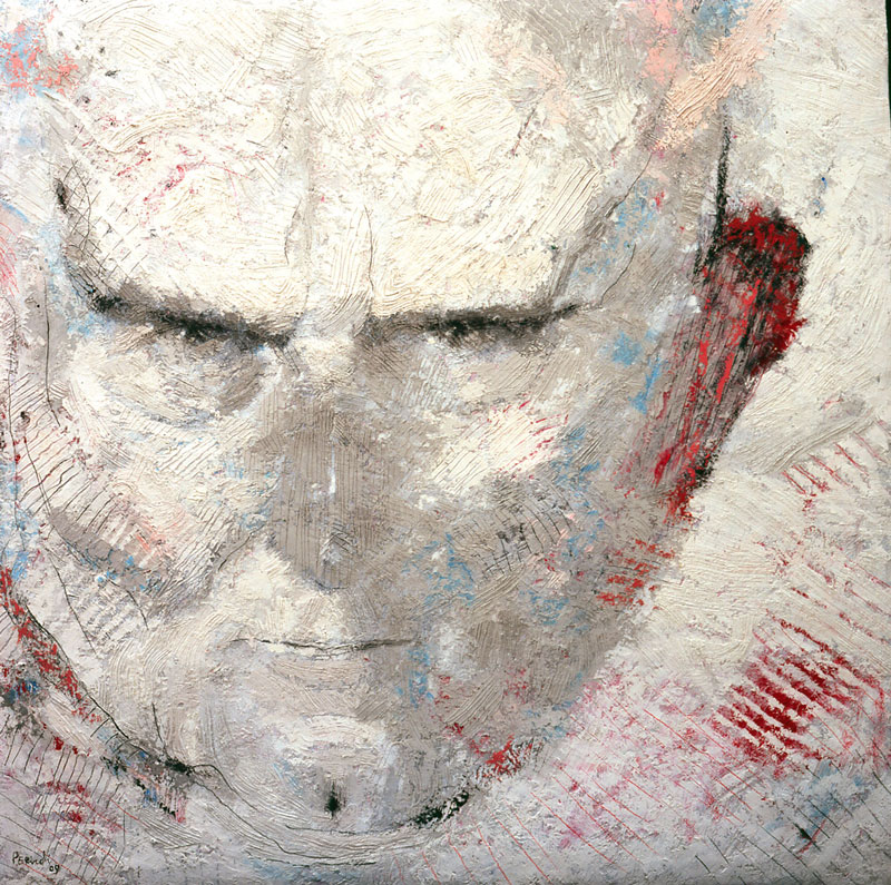 Tullio Pericoli, Giovanni Testori, 2009, Olio e matite su tela, 90x90 cm