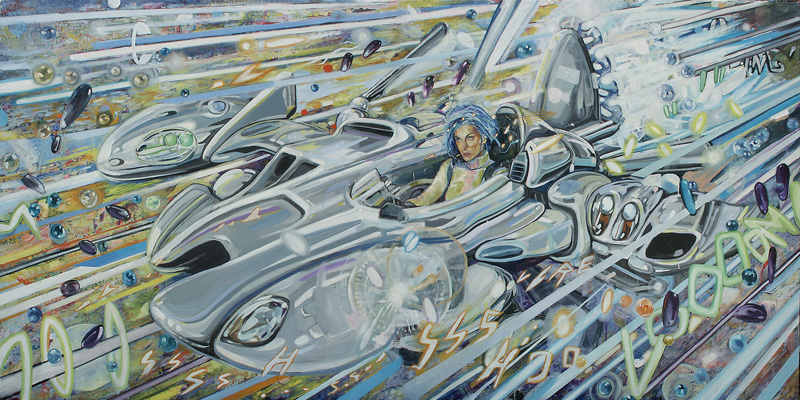 Dormice, Boccioni Formula 1, 2002, Mixed Media On Canvas, 400x200 Cm