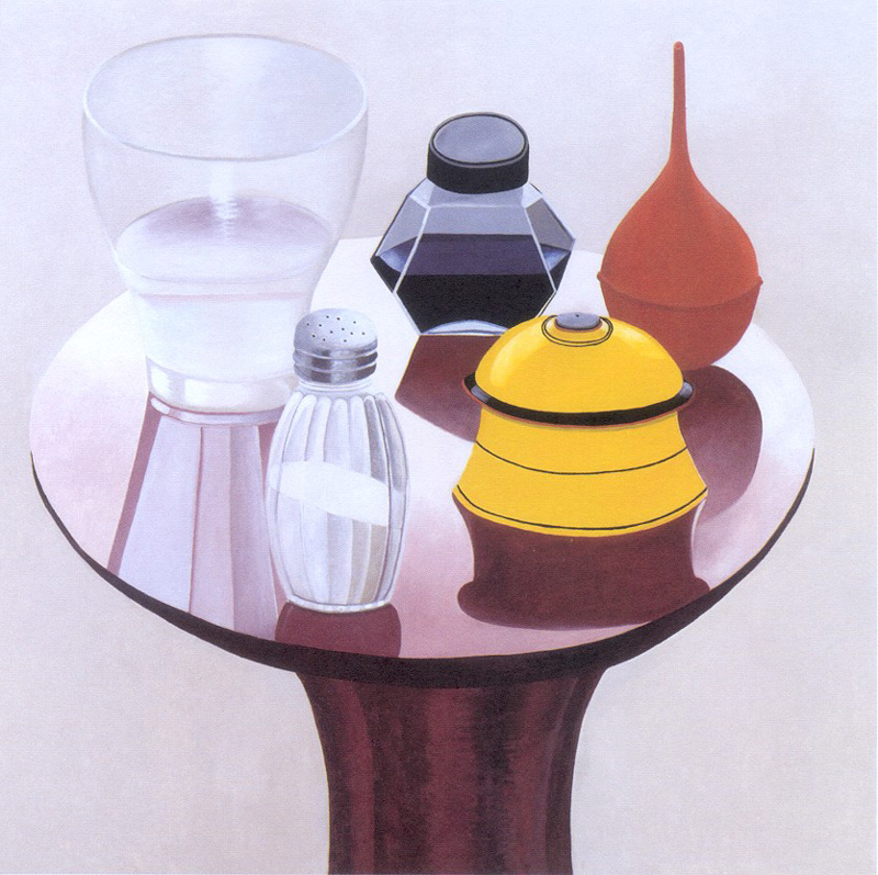 Nathalie D Pasquier, 2000, Tavolino con pera di gomma, oil on canvas, 180x180, cm