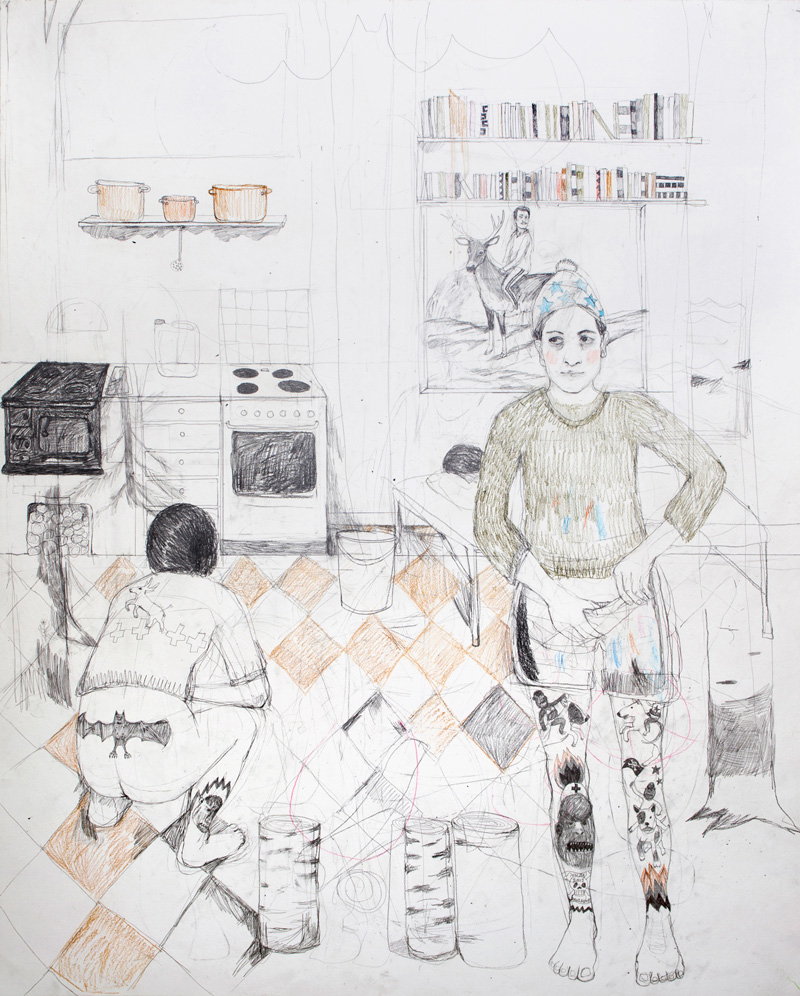 Erika Nordqvist, The Gatherers, 2016, Pencil On Paper, 120x150 Cm