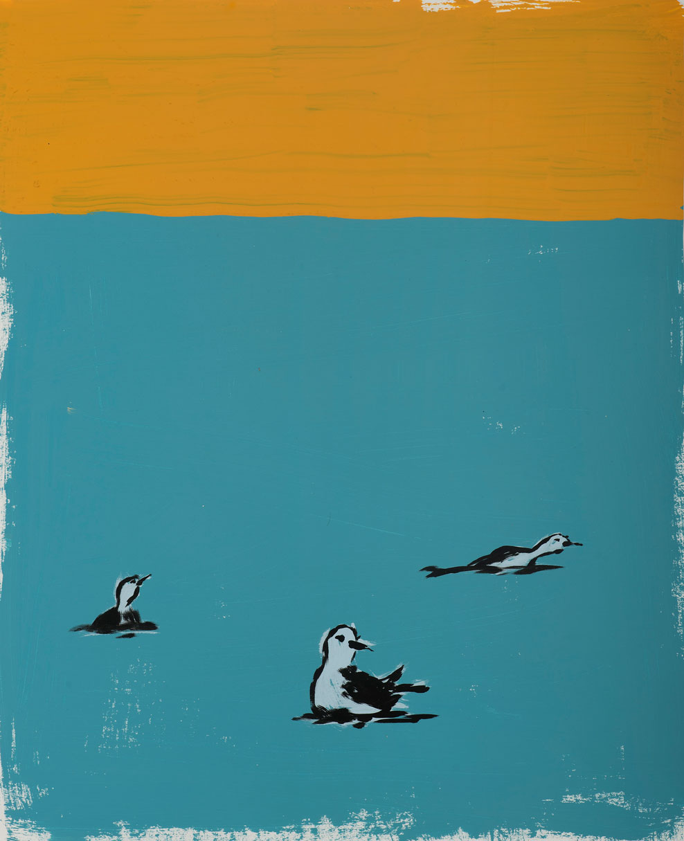 Russ Pope, Bird bros, 2016, acrylic on paper, 56x46 cm