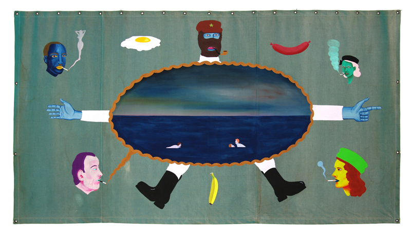 Richard Johansson, Zapatista leader, 2012, vinyl on canvas, 120×260 cm