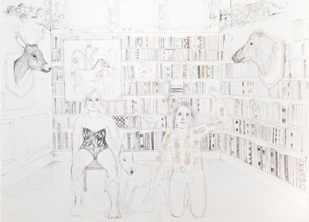 Erika Nordqvist, Havalina, 2016, mixed media on paper, 150×120 cm