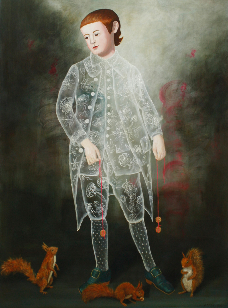Anne Siems, 3 Squirrel Boy, 2016, acrylic on board, 122×91 cm