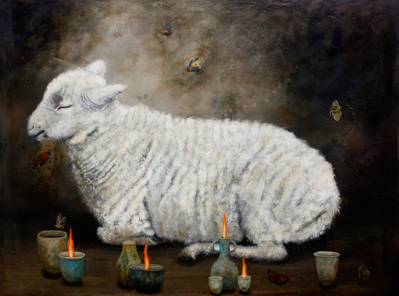 Anne Siems, Lamb, 2016, acrylic on board, 76×101 cm