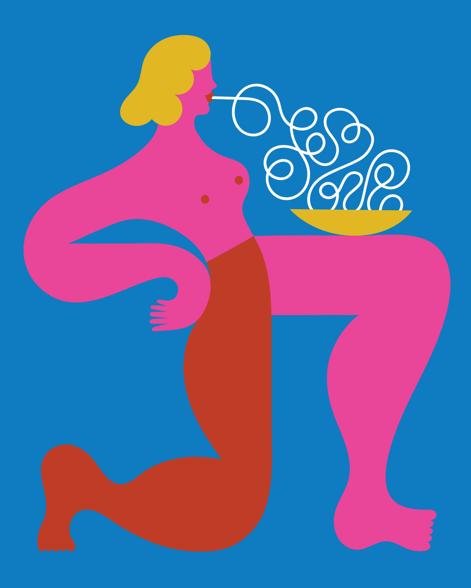 Olimpia Zagnoli, How to eat spaghetti like a lady, 2017, serigraphy on paper, ed.of 20, 50×40 cm (7)