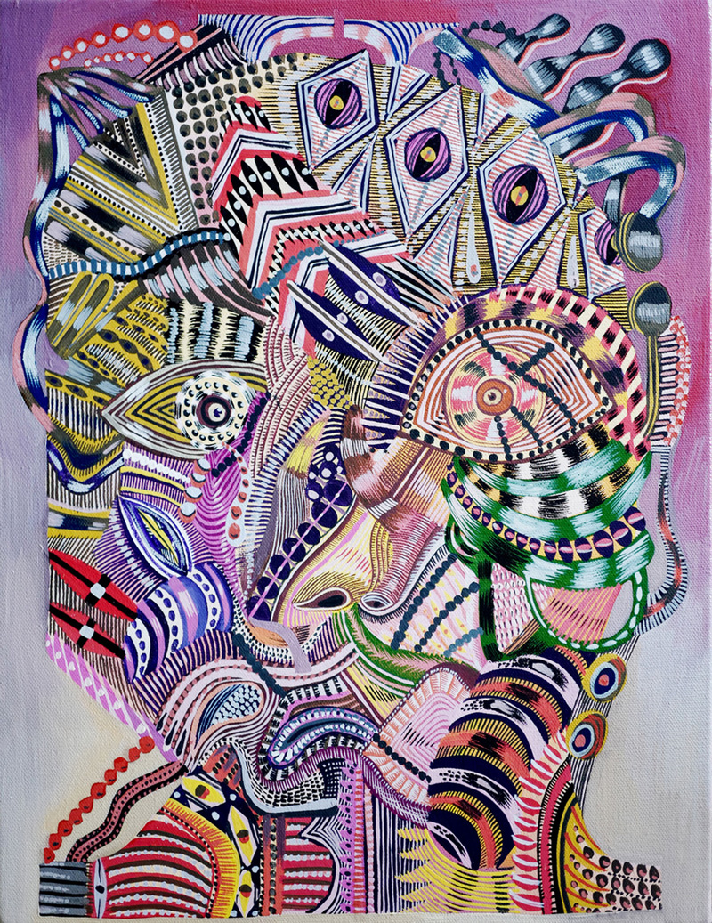 Zio Ziegler, Threshold of Abstraction, 2017, gouache on canvas, 45×35 cm