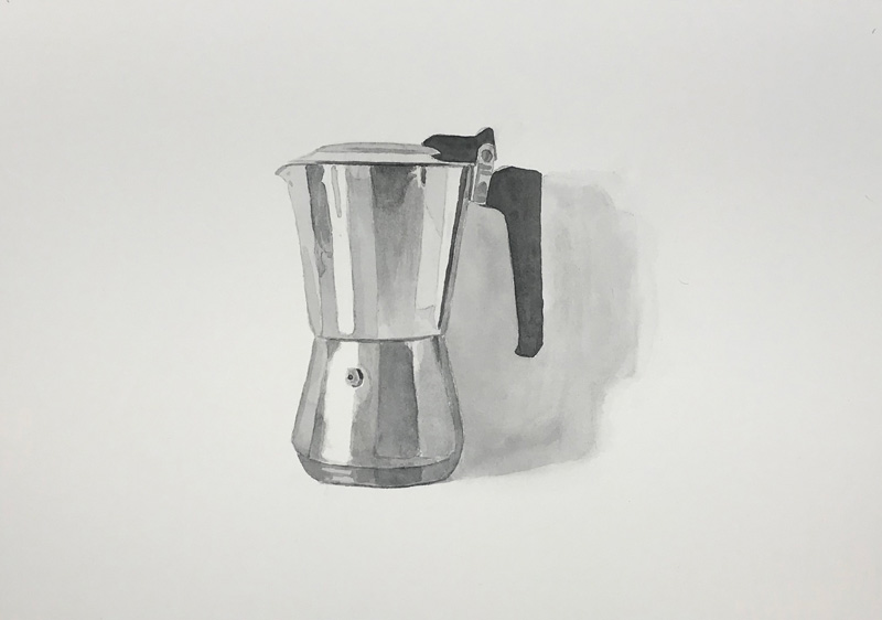 Joshua-Huyser,-coffee-maker,-watercolor-on-paper,-25.5cm-x-35.5cm,-2017