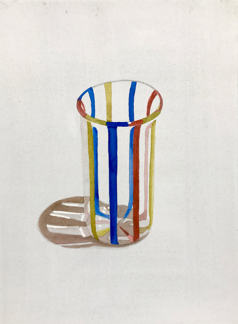 Joshua-Huyser,-hand-blown-glass,-watercolor-on-paper,-38.5cm-x-28cm,–2017