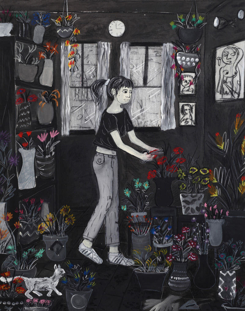 Andrea Fiorino, Cura, 2018, mixed media on canvas, 123×96 cm