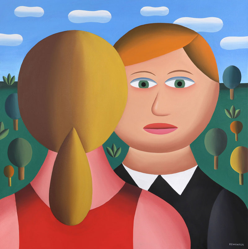 Andy Rementer, Who is she, 2019, oil on canvas, 91,5×91,5 cm