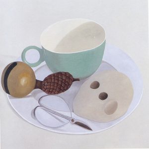 Nathalie Du Pasquier, Piatto Con Forbice, Tazza, Sasso, Pigna E Campanello, 1999, 130×130 Cm