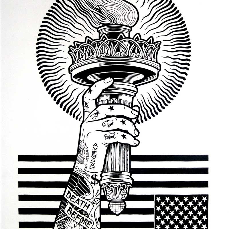 Mike Giant, Death Before Dishonour, 2010, Ink On Paper, 61×46 Cm