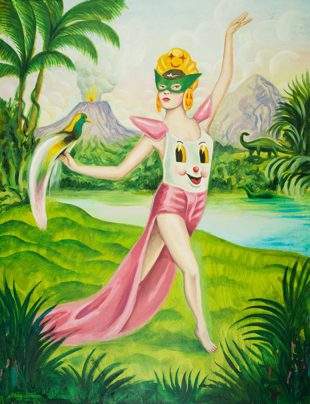 Sergio Mora, Astrogirl in paradise, 2020, oil on canvas, 116x89 cm