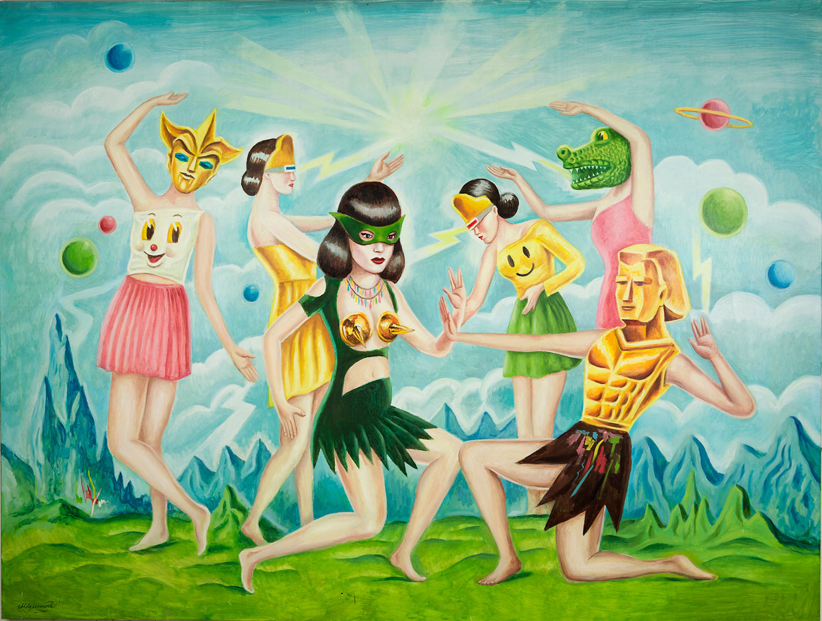 Sergio Mora, Cosmic Dancers, 2020, oil on canvas, 150x200 cm