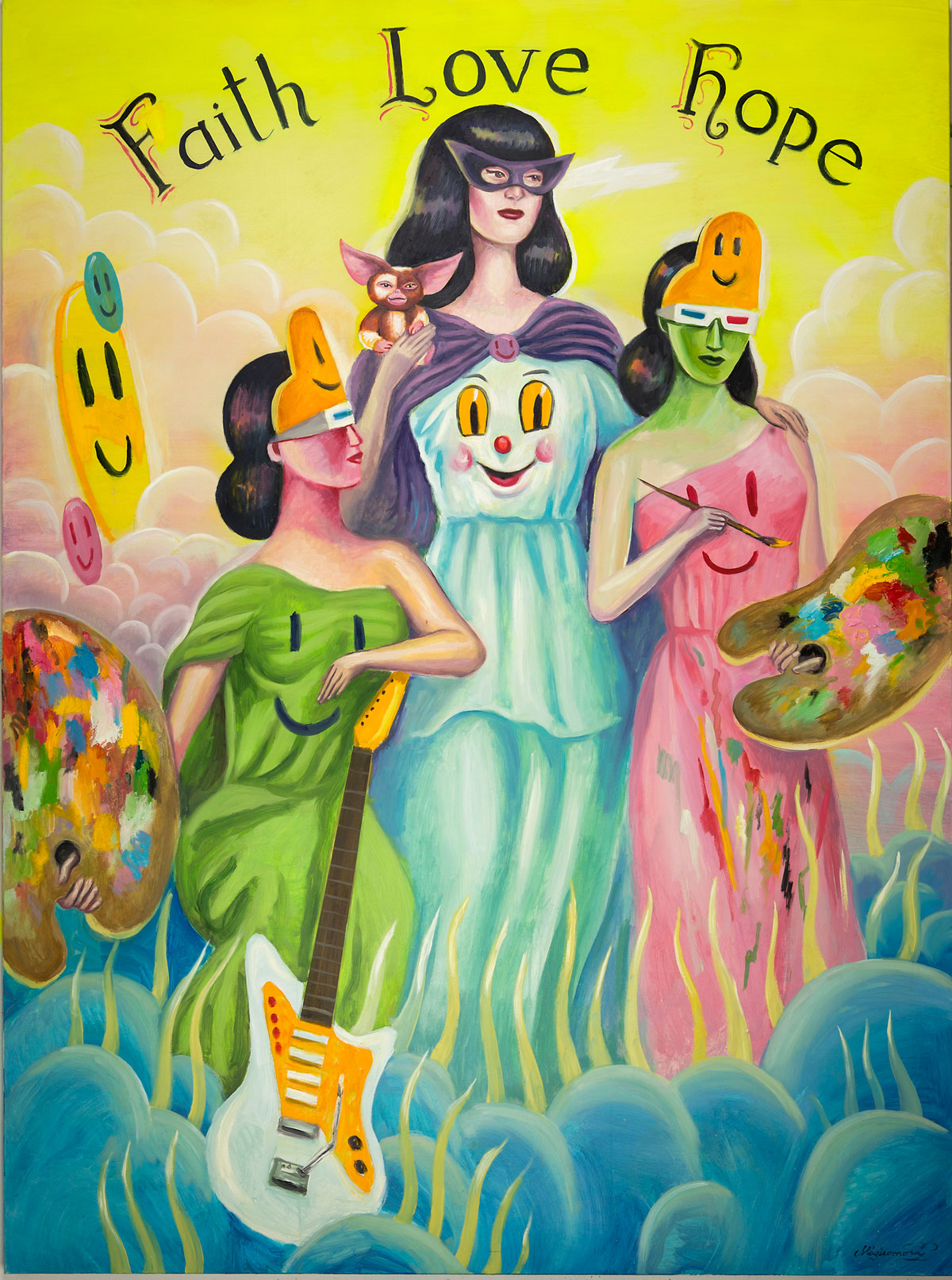 Sergio Mora, Magic Muses, 2020, oil on canvas, 200x150 cm