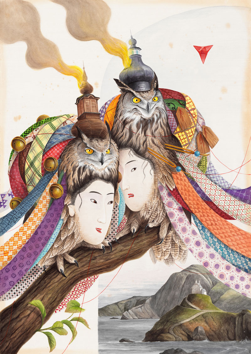 El Gato Chimney, Wishpering Secretes, 2021, watercolor and gouache on cotton paper, 100 x 70 cm