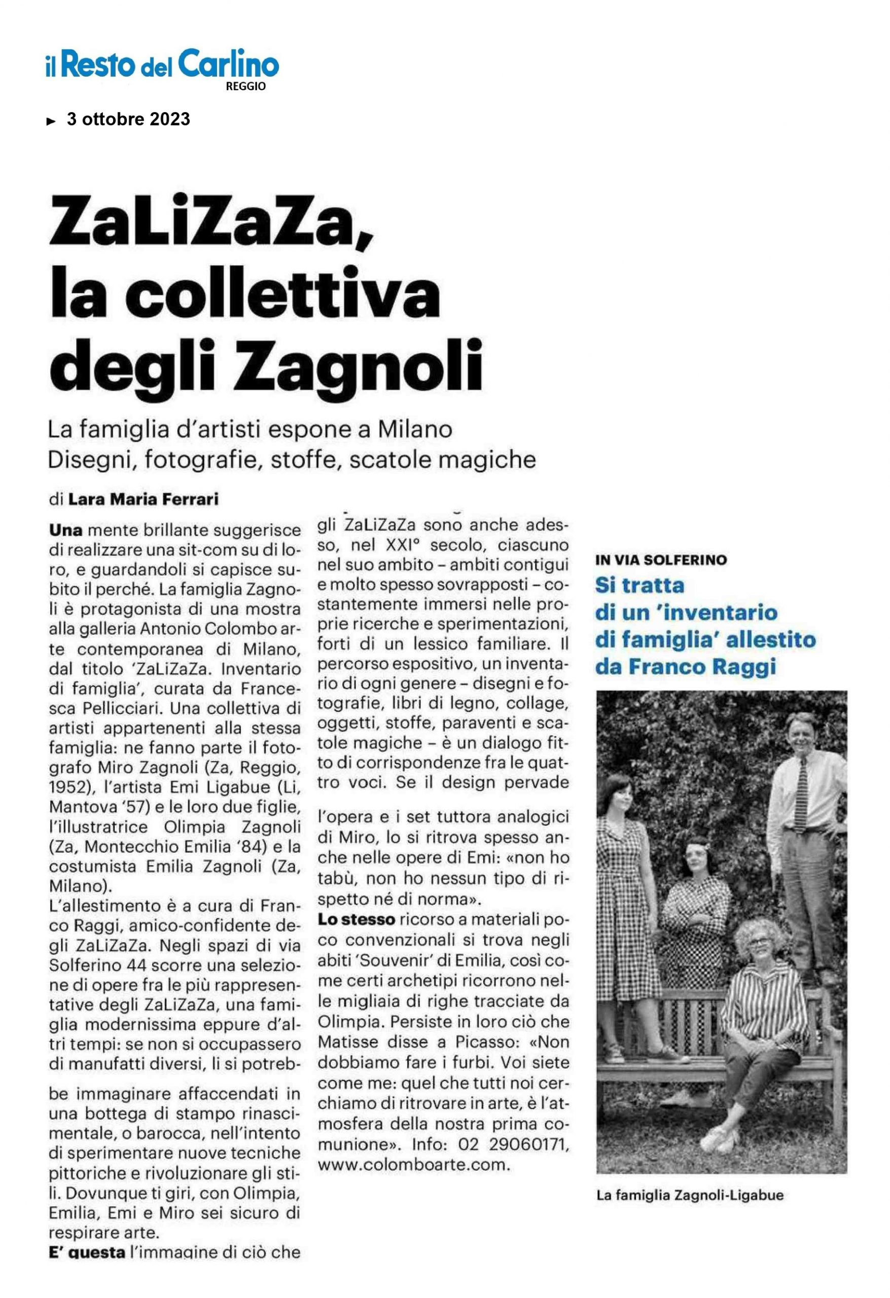 ZaLiZaZa Il Resto Del Carlino 03.10.2023